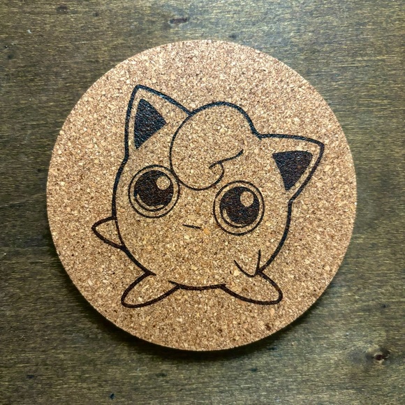 Pokemon Jigglypuff Laser Engraved Cork Coaster - Picture 1 of 5